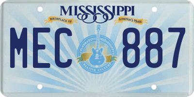 MS license plate MEC887