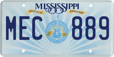 MS license plate MEC889