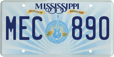 MS license plate MEC890