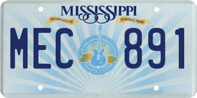 MS license plate MEC891