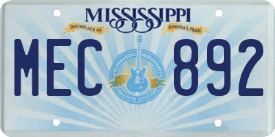 MS license plate MEC892