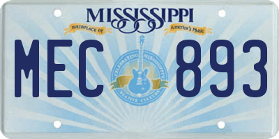 MS license plate MEC893