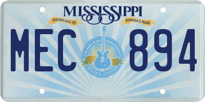 MS license plate MEC894