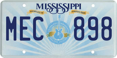 MS license plate MEC898
