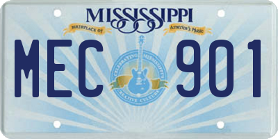 MS license plate MEC901