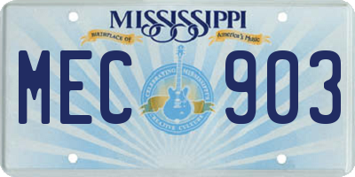 MS license plate MEC903