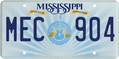 MS license plate MEC904