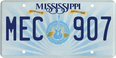 MS license plate MEC907