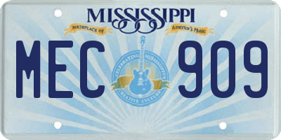 MS license plate MEC909