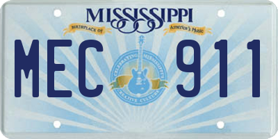 MS license plate MEC911