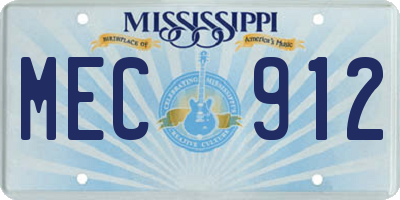 MS license plate MEC912