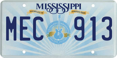 MS license plate MEC913