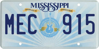 MS license plate MEC915