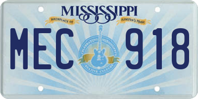 MS license plate MEC918