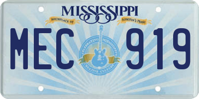 MS license plate MEC919