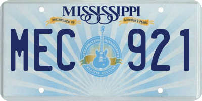MS license plate MEC921