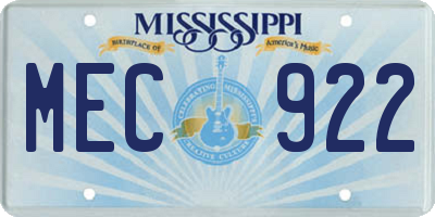MS license plate MEC922