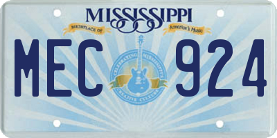 MS license plate MEC924