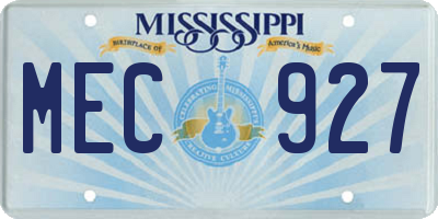 MS license plate MEC927