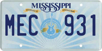 MS license plate MEC931