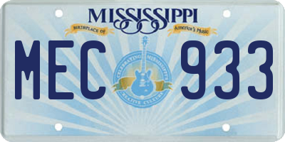 MS license plate MEC933