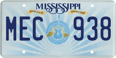 MS license plate MEC938