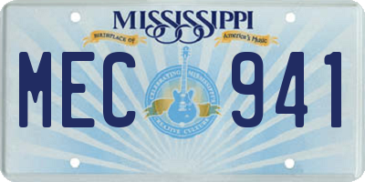 MS license plate MEC941