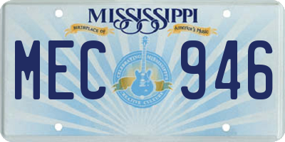 MS license plate MEC946