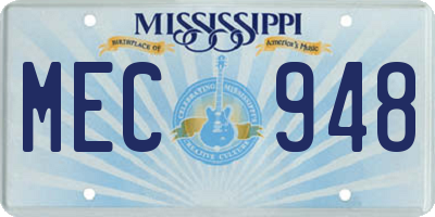 MS license plate MEC948