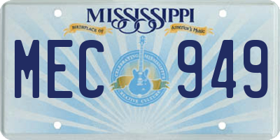 MS license plate MEC949