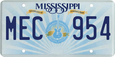 MS license plate MEC954
