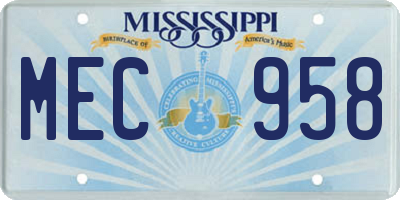 MS license plate MEC958