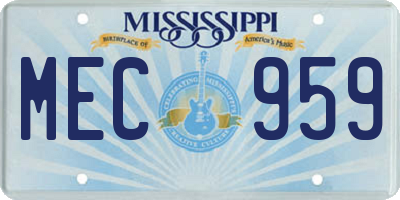 MS license plate MEC959