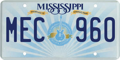 MS license plate MEC960