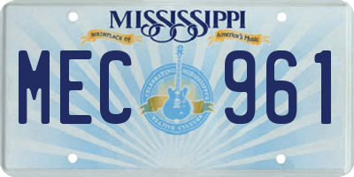MS license plate MEC961