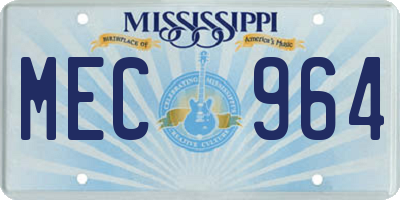 MS license plate MEC964