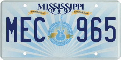 MS license plate MEC965