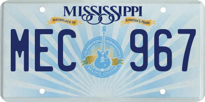 MS license plate MEC967
