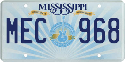 MS license plate MEC968