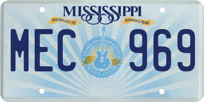 MS license plate MEC969