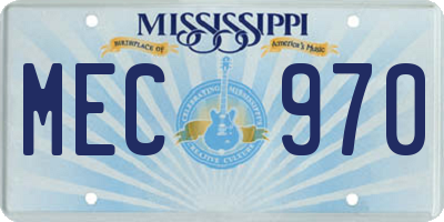 MS license plate MEC970