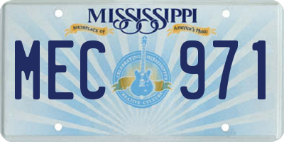MS license plate MEC971