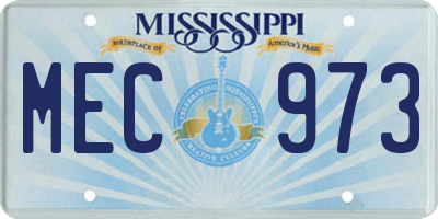 MS license plate MEC973