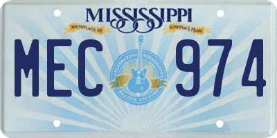MS license plate MEC974