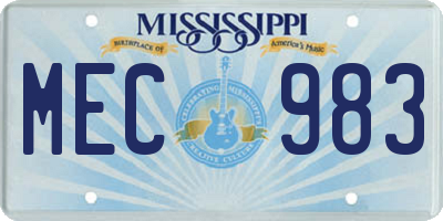 MS license plate MEC983