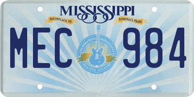 MS license plate MEC984