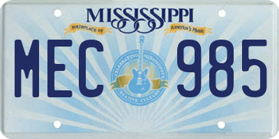MS license plate MEC985