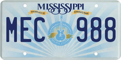 MS license plate MEC988