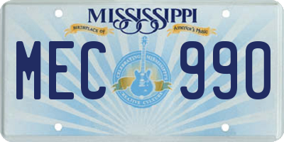 MS license plate MEC990