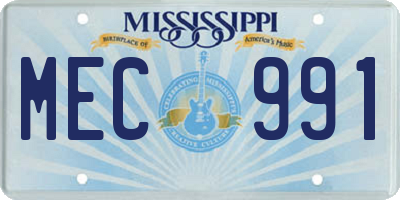 MS license plate MEC991